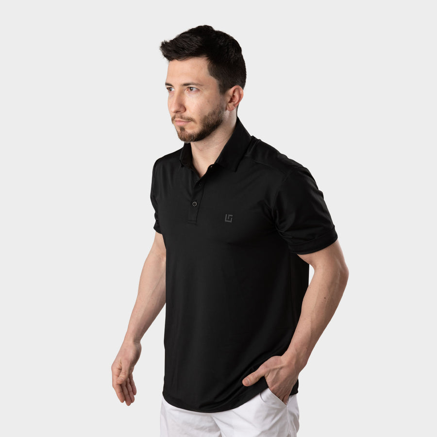 Uther - Black Performance Golf Polo Shirts For Men