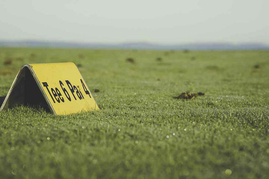 golf course fairway and tee marker that says par 4