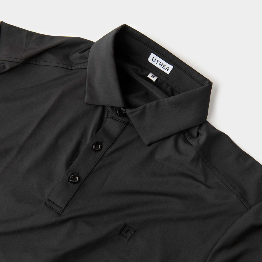 Uther - Black Performance Golf Polo Shirts